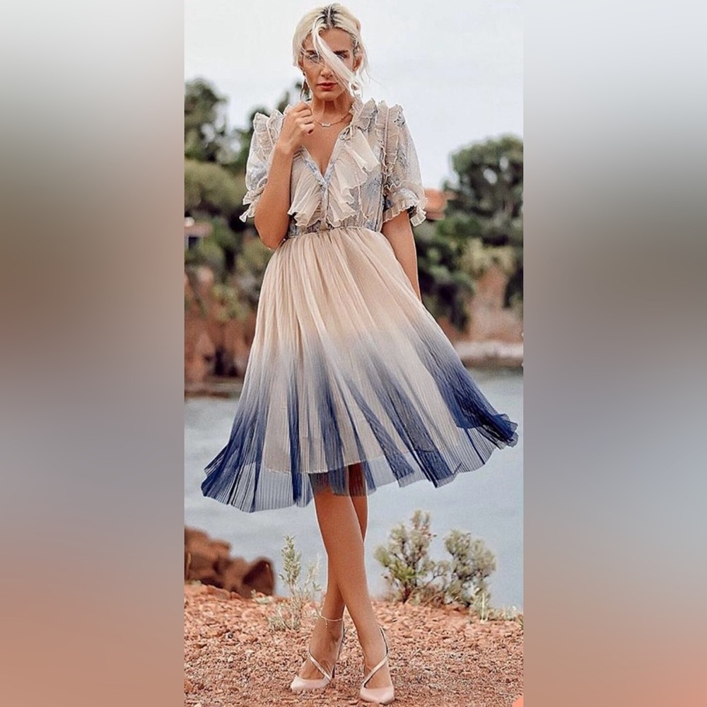 Chicwish Glam Ombré Dress Women S/M Fairy Sheer Coquette Ethereal Whimsical EUC
